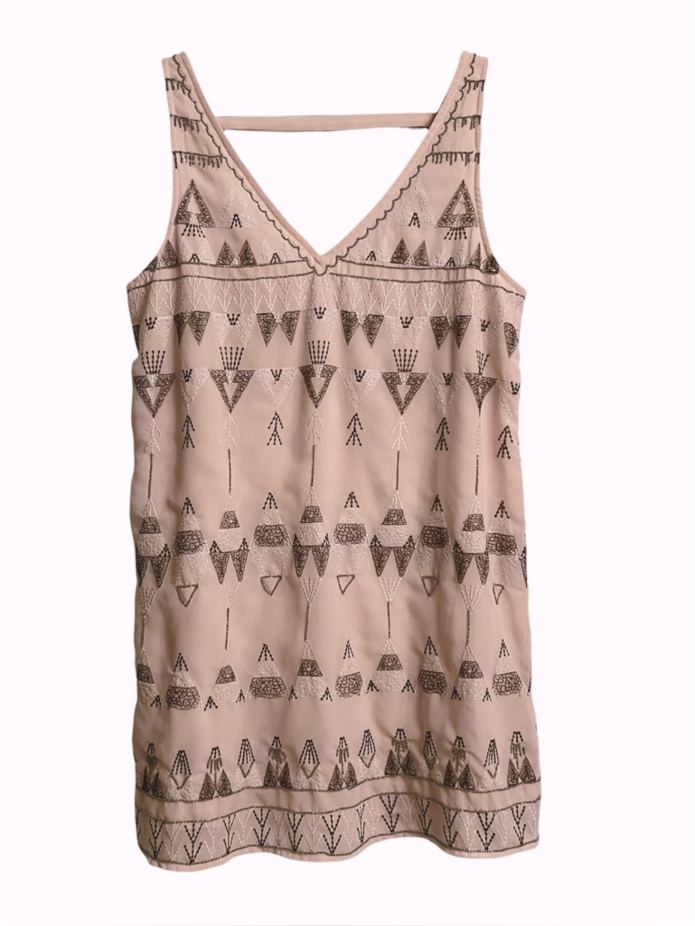Free People "Frances Bean" Mini Beaded and Embroidered Pale Pink Shift Dress XS - Picture 2 of 10